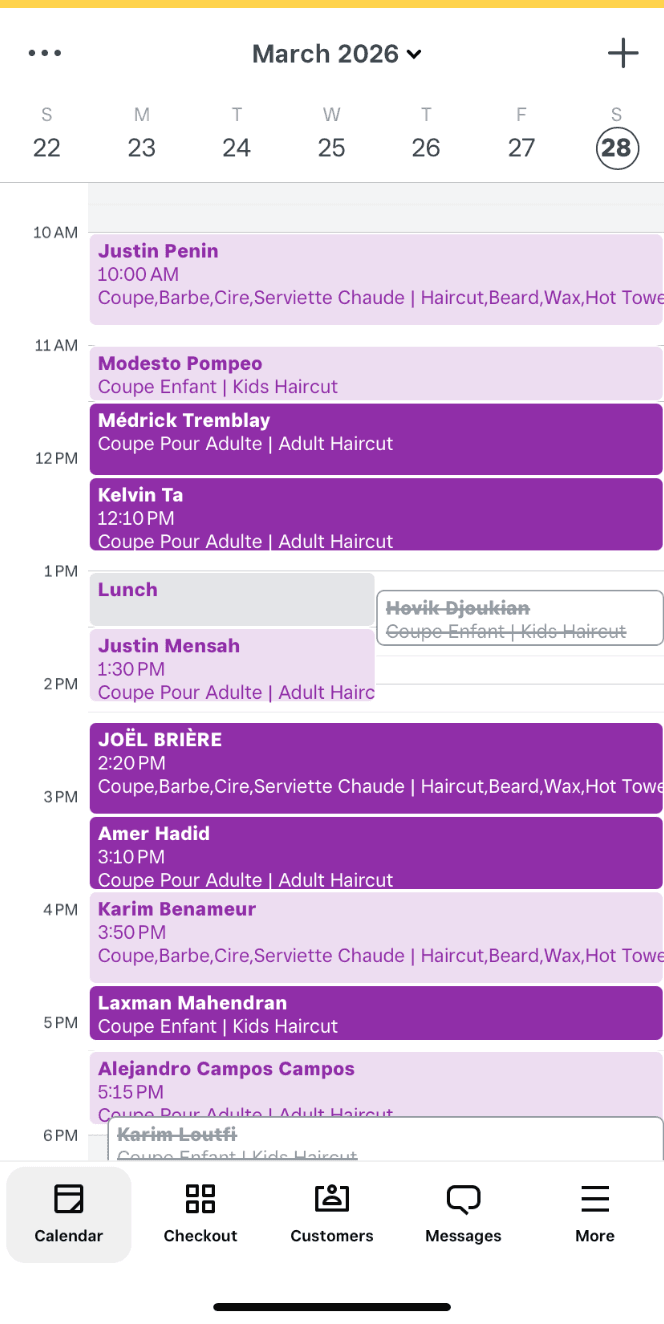 Elite Barbershop fully booked calendar